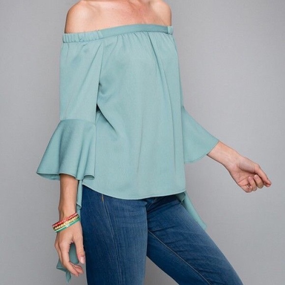 Bell Sleeve Off the Shoulder Top - Picture 2 of 5